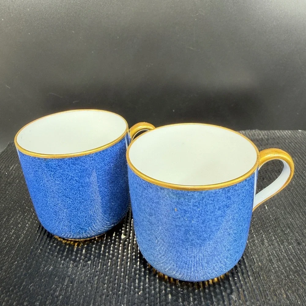 Spode Copeland China Cobalt Blue Gold Trim Demitasse‎ Cup Saucer Set England VTG